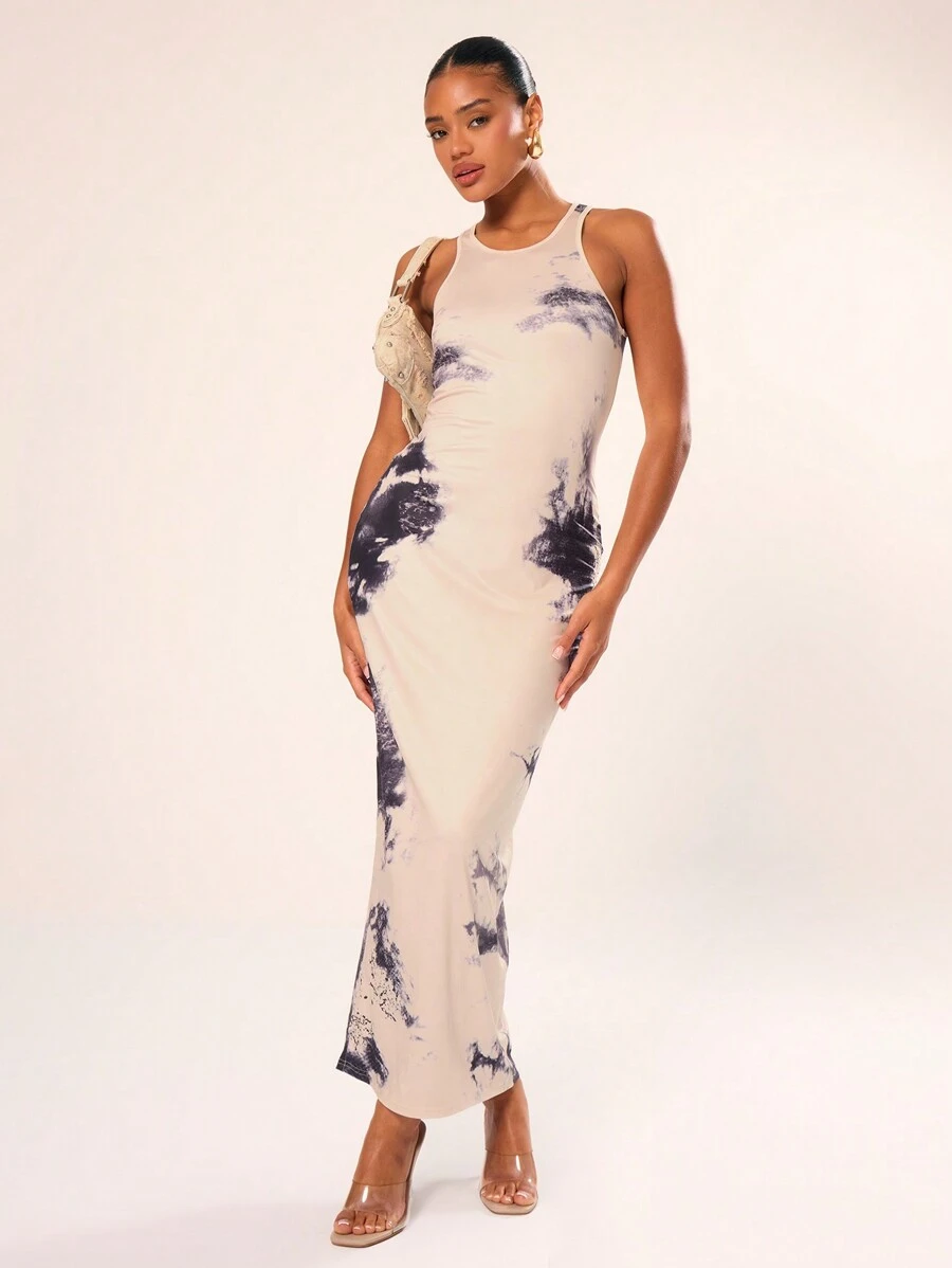 MUSERA Tie Dye Printed Fitted Maxi Dress Wedding Guest, Summer, Elegant - Multicolor - View 1