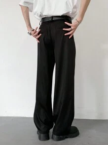 Manfinity Hypemode Pantalones casuales de traje de pierna recta de unicolor para hombres