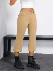 SHEIN EZwear Pantalones vaqueros de moda todo a juego, de estilo callejero, con cinturón con presillas y botones en la cintura para mujeres