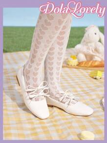 Dola Lovely Silver Pointy Toe Bowknot Mary Jane Flats For Women Halloween Christmas