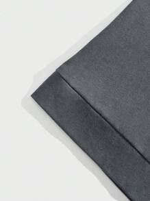 Manfinity VCAY Men's Loose Fit English Text Graphic Print Crew Neck Short Sleeve T-Shirt, Summer - Dark Grey - View 4