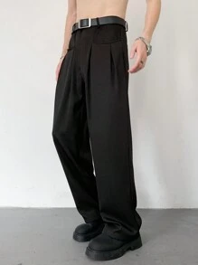 Manfinity Hypemode Pantalones casuales de traje de pierna recta de unicolor para hombres