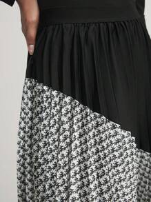 BizChic Damen eleganter farbblock-plissierter A-Linien Rock, Business Lässig für den Alltag