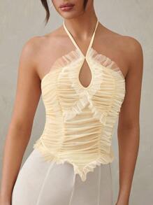 L'Amorae Blusa transparente con volantes