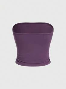 ROMWE Goth Top tubo con estampado de calavera y flores de moda para mujer, verano - Morado - Ver 2