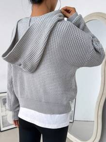 Chiquease Pull à capuche minimaliste casual de couleur unie pour femmes