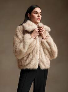 Anewsta 渐变色长款蓬松中长款经典休闲女士夹克