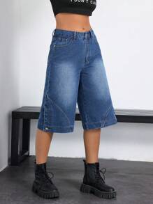 SHEIN EZwear Women Plain Simple Casual Denim Jeans