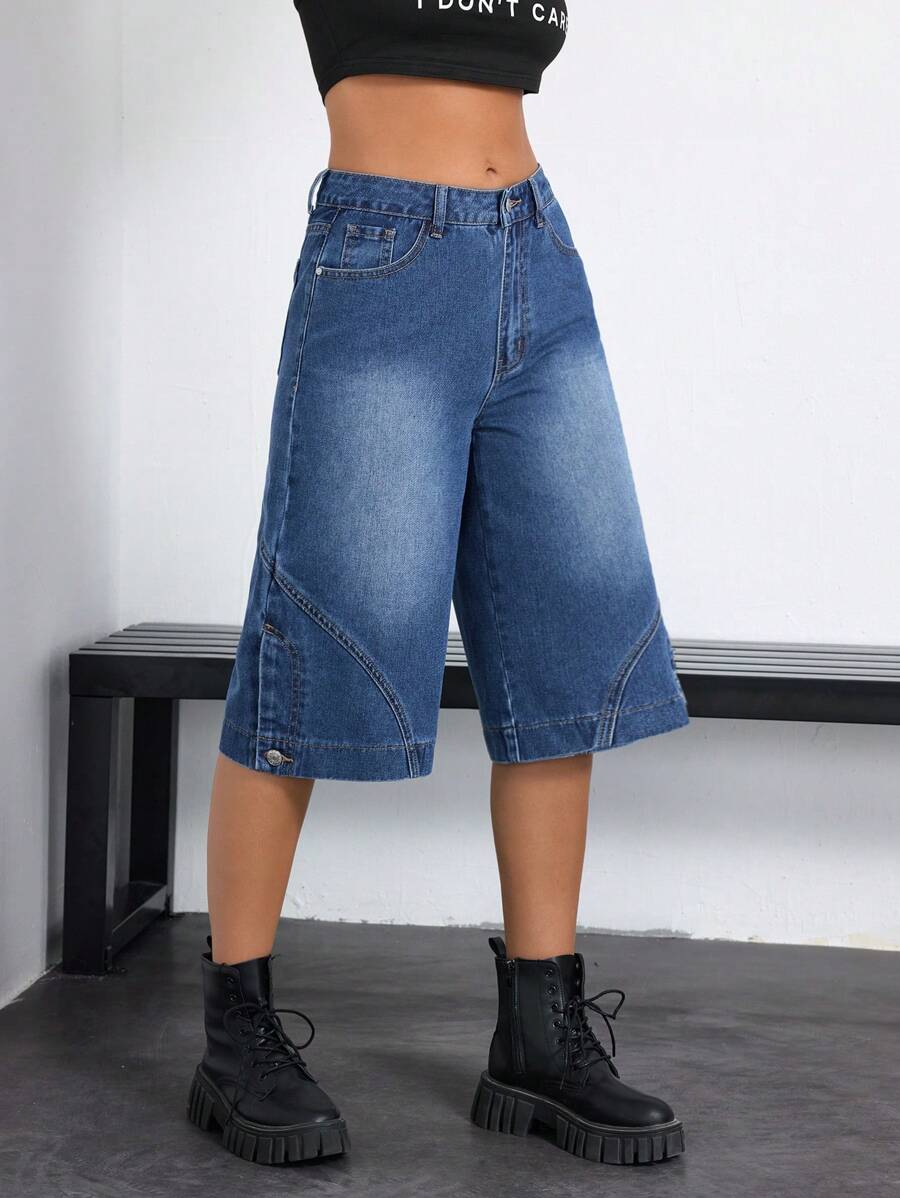 SHEIN EZwear Women Plain Simple Casual Denim Jeans