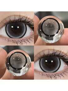 1副彩色隐形眼镜，黑灰双色，14.5毫米软性隐形眼镜，可佩戴6个月，适合万圣节装扮和角色扮演