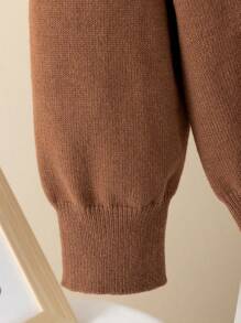 SHEIN Boys' Pullover Sweater With Attached Shirt Collar - Redwood - View 5