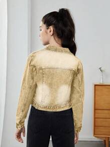 Teen Girls' Faded Denim Long Sleeve Jacket - Brown - View 2