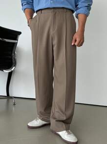 DAZY Pantalones de traje casuales de unicolor para hombre, otoño
