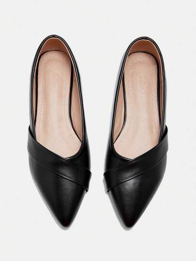 CUCCOO CURVES Women's Pointed Toe Wide Fit Flat Loafers, Solid Color, Suitable For All Seasons, Daily & Work Wear Spring Shoes Spring Break Easter For Christmas Valentine's Day