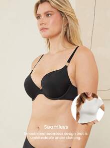 LUVLETTE Plunge Push-Up Black T-Shirt Basic Breezy Comfort Bra