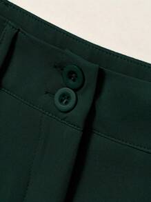 SHEIN Clasi Women Plain Basic Long Trousers - Dark Green - View 3