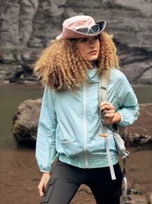 In My Nature Chaqueta ligera casual de ciudad y al aire libre para mujer, para ir al trabajo - Azul - Ver 3