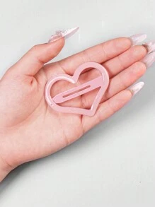 ROMWE Kawaii 2pcs Minimalist Sweet Cute High-Quality Pink Glitter Heart Hair Clips, Perfect For Women's Everyday Use And Holiday Gifts Valentines Claw Clips Hair Claws Hair Barrettes - Pink - View 7