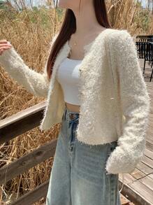 DAZY Women's Solid Color Button-Front Casual Long Sleeve Cardigan,Fall Women Clothes