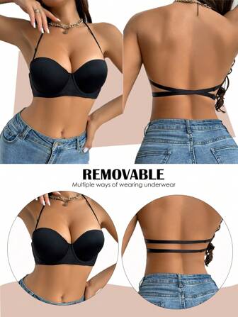 Strapless Backless Bra For Small Bust Women, Adhesive Push-Up Invisible Brassiere