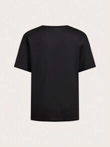 SHEIN 青少年男孩3入組造型休閒圓領短袖針織T恤，每個款式均有3種顏色，針織套裝