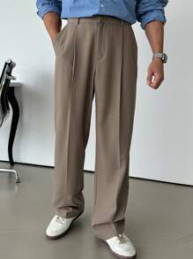 DAZY Pantalones de traje casuales de unicolor para hombre, otoño