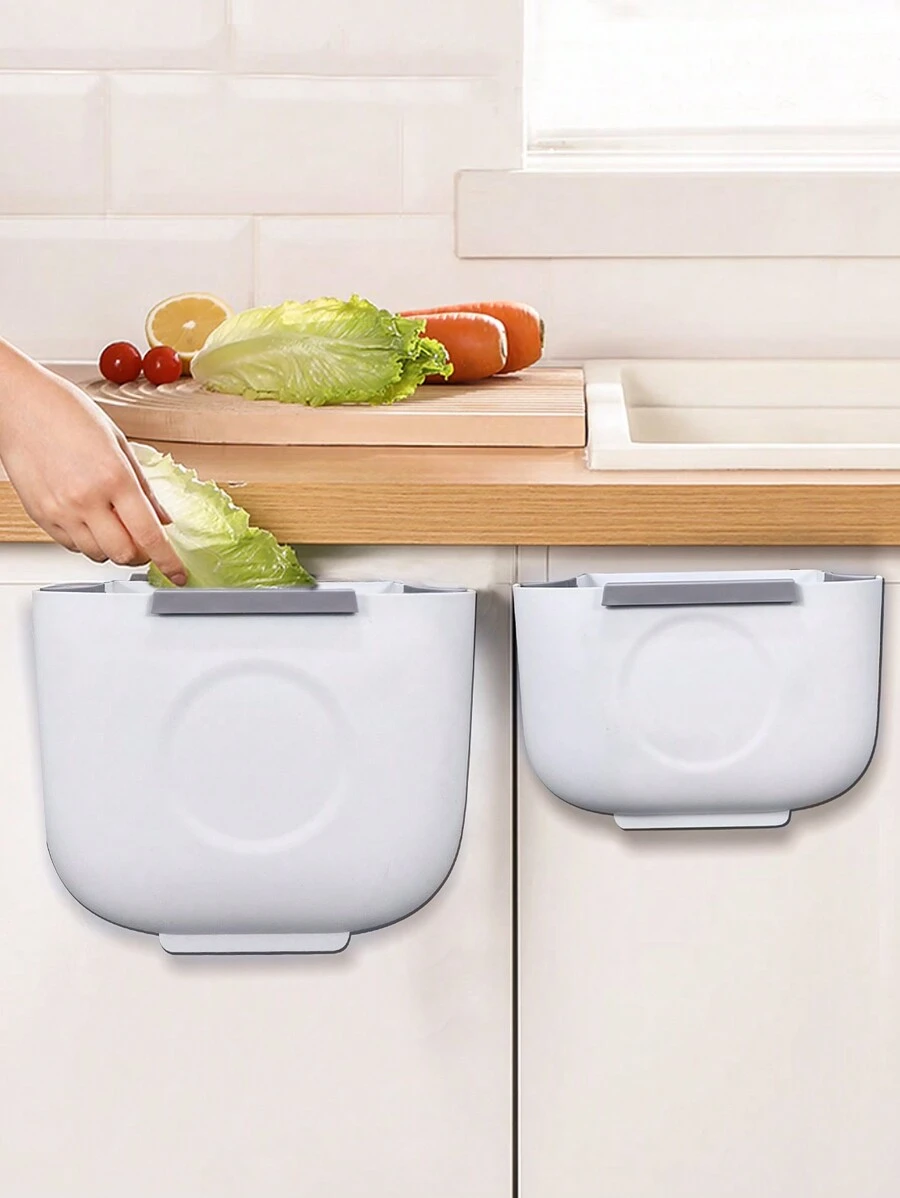SHEIN Basic living 1PC Kitchen Trash Can Plastic Collapsible Wall