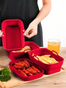 SHEIN Basic living 1pc Silicone Air Fryer Liner Air Fryer Kitchen Air Fryer Liners Air Fryer Paper Airfryer Air Frier - Red - View 1