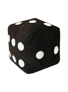 1pc Dice Shaped Decorative Throw Pillow, Dorm Bedding, Dorm Decor, Comfortable & Fun Simulated Dice Design, Suitable For Sofa Cushions And Home Decor, Machine Washable, All Season, Polyester Filled Pillow With Zipper Closure - Black - View 3