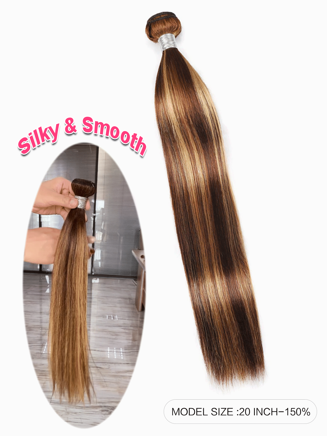 Piano Color P4/27# Straight Virgin Human Hair Weave Bundles Honey Blonde Highlight Brown Colored Mixed Hair Weft for Women Ombre Color - S4/27 - View 2