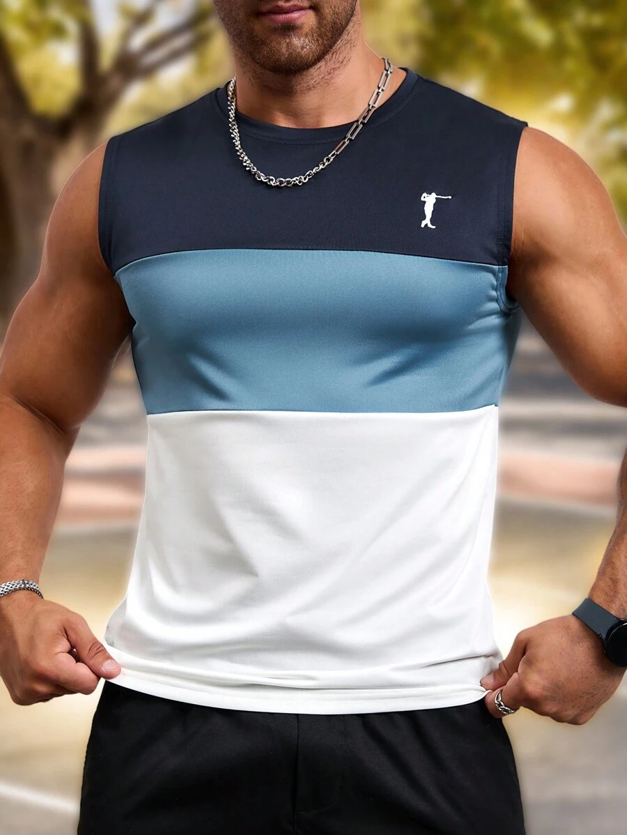 Manfinity Homme Men's Casual Patchwork Tank Top, Summer - Multicolor - View 1