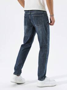 Manfinity Homme Jeans casuales ajustados de unicolor con bolsillos para hombres - Azul - Ver 7