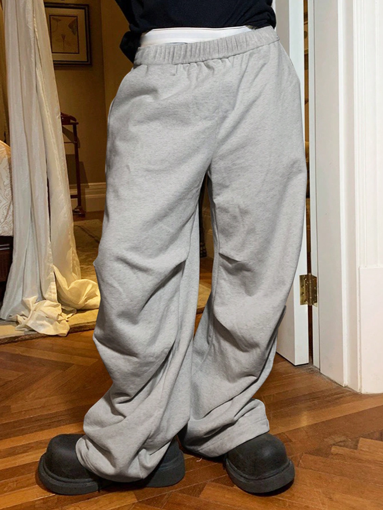 Manfinity Dauomo Men's Solid Color Casual Straight-Leg Sportswear Outdoor Pants