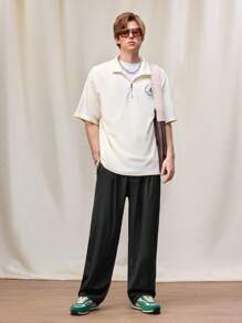 Manfinity Hypemode Pantalones rectos informales de un solo color con bolsillos para hombre