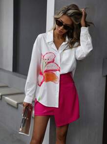 Aveloria Blusa de manga larga con estampado de colocación elegante para el desplazamiento