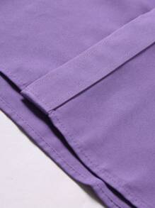 Manfinity Mode Men's Plain Button-Up Long Sleeve Formal Shirt, Simple And Mature Style, Lavender Dress Shirt Men, Men's Purple Button-Down Shirt, Fall - Purple - View 6