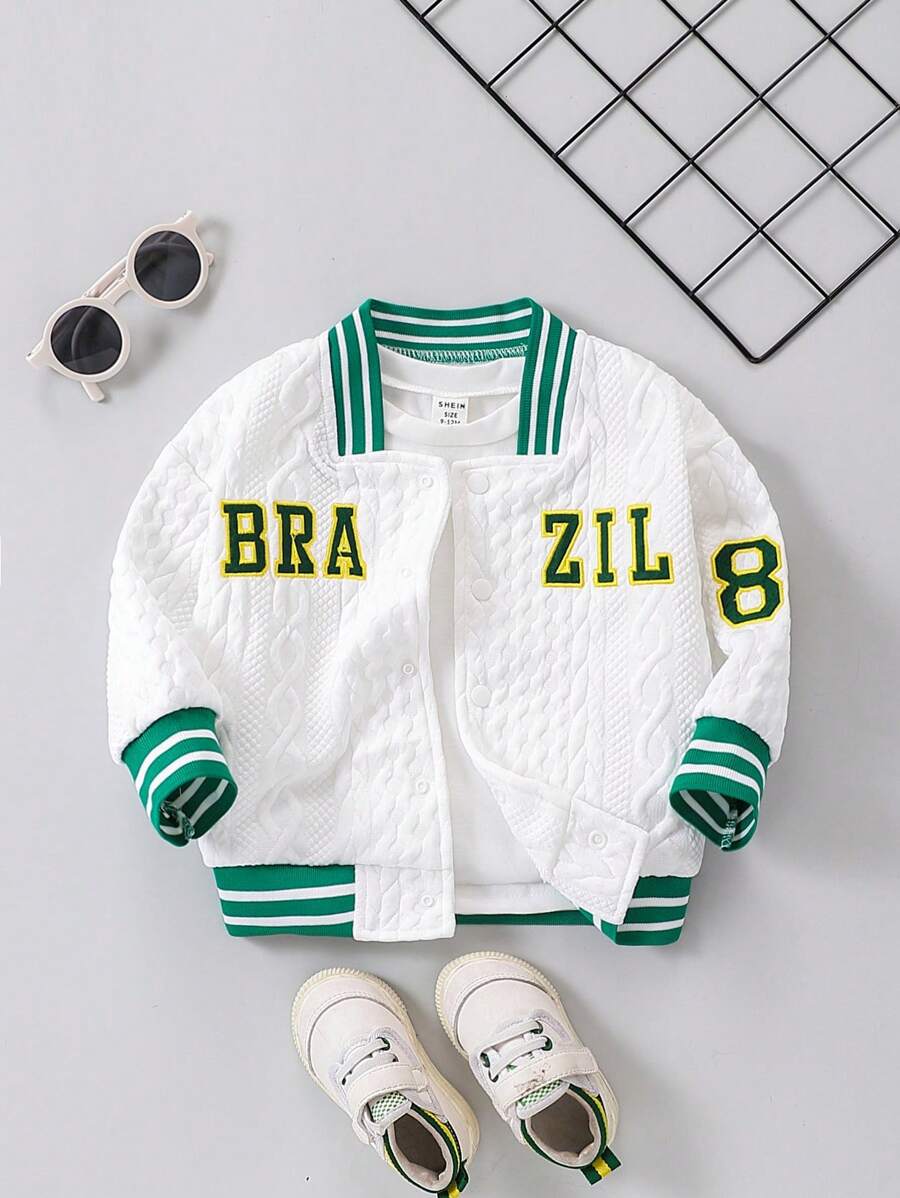 Baby Girl Winter Warm Fashionable Jacquard Pattern Sports Jacket, Bomber Jacket Baby Girl - Multicolor - View 1