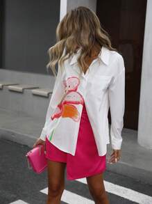 Aveloria Blusa de manga larga con estampado de colocación elegante para el desplazamiento