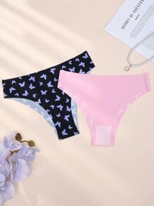 Exotic-Y2K 12pcs Women's Low-Rise Seamless Triangle Panties, 12pcs/Pack - Multicolor - View 3