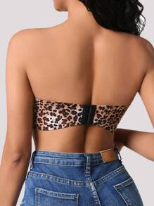 Soutien-gorge bandeau push-up avec armatures à imprimé léopard pour femmes - soulève, rehausse et soutien la poitrine pour la robe de mariée, la lingerie