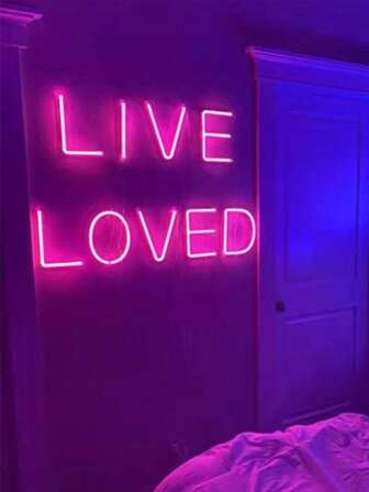 1 个 26 个字母和 10 个数字 LED 霓虹灯，粉色和蓝色照明，装饰性字幕字母/数字灯，适用于房间装饰、床边、派对、节日，由 USB 或 3 节 AA 电池供电（不含电池）