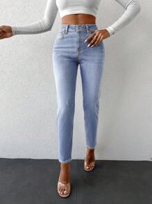 EURMUSE Pantalon En Denim Cône À Moustaches De Chat Ajusté