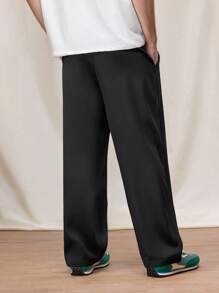 Manfinity Hypemode Pantalones rectos informales de un solo color con bolsillos para hombre