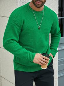 Manfinity Sporsity Pull ample à col rond à manches longues en tricot casual pour homme grande taille