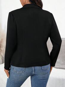 SHEIN Essnce Plus Size Women's Fashion Casual Commuting Spring Elegant Business Casual Women Dresses, Party Women Tops, Black Suit - Black - View 2