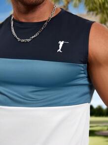 Manfinity Homme Men's Casual Patchwork Tank Top, Summer - Multicolor - View 4