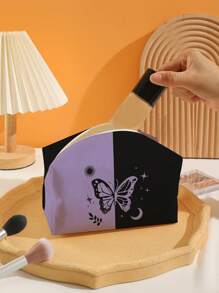 蝴蝶圖案八角法蘭絨化妝包