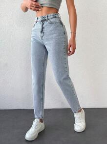 Cloudara Zipper Fly Tapered Jeans - Light Wash - View 6