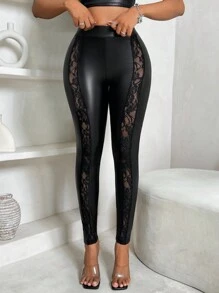 VaVaBold Women Lace Patchwork Tight-Fitting Leggings For Daily Wear Fall Cloth For Women