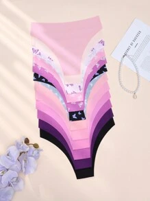 Exotic-Y2K 12pcs Women's Low-Rise Seamless Triangle Panties, 12pcs/Pack - Multicolor - View 1